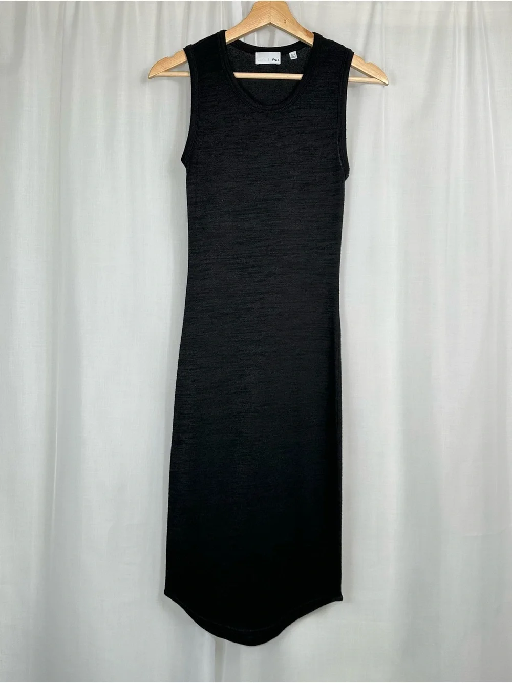 Aritzia Wilfred‎ Free Bruni Black Midi Dress XXS Reposa Knit Bodycon Tank Casual
